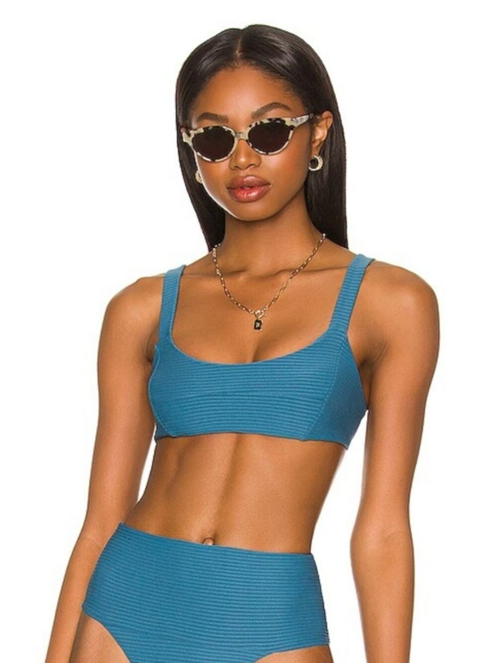 L*Space Jess Bikini Top in Oceanside Blue Size Medium NWT